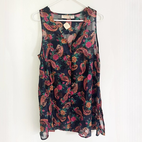 *NWT* Victorias Secret Gold Label 1990s Sheer Paisley Top M/L - Picture 1 of 8